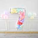 Skywin Large Numbers for Party Decor- 7, Big Numbers for Party Decorations 65 Inches (5.42 Feet) Mosaic Balloon Frame, Giant Number Eight Balloon Frame, Birthday Numbers(Silver) (Seven)