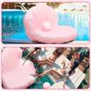 55 Inch Pool Float Inflatable Adult Seashell Float with Pearl Ball Cute Pool Lounge Chairs for Women Summer Beach Ocean Birthday Theme Party Favors