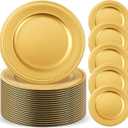50 Pcs 13" Vintage Gold Charger Plates Round Beaded Chargers Bulk for Dinner Plates Serving for 50 Guests for Antique Wedding Holiday Party Bridal Shower Event Dinner Table Setting Decoration