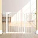Baby Gate for Indoor Stairs & Doorways: Wide Expandable 27.9-46.8" Metal Safety Gate - Toddler Pets 30" Tall Dog Gate with Easy Install Pressure Mount Dual Lock & 2-Way Swing, White.