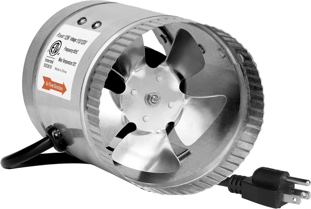 iPower 4 Inch 100 CFM Inline Duct Fan with Low Noise, Exhaust Booster for HVAC Ventilation in Grow Tent, Basements, Bathrooms and Kitchens, Grey