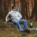 MOON LENCE Directors Camping Chair, Heavy Duty,Oversized Portable Folding Chair with Side Table for Beach, Fishing,Picnic,Lawn,Outdoor Event (Black, 2PCS)