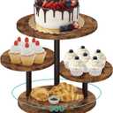 ELITEROO 4 Tier Round Cupcake Tower Stand for 50 Cupcakes, 360 Rotating Wood Cake Stand with Tiered Trays, Farmhouse Cookie Stand for Dessert Table Display for Wedding Birthday Baby Shower Tea Party