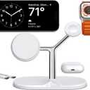 3-in-1 Wireless Charging Station for Apple Devices - Fast Charging Station for iPhone and Watch with MagSafe, Stable Charger Stand for iPhone 12-15 & iPhone 16 & iWatch & AirPods, Adapter Not Included
