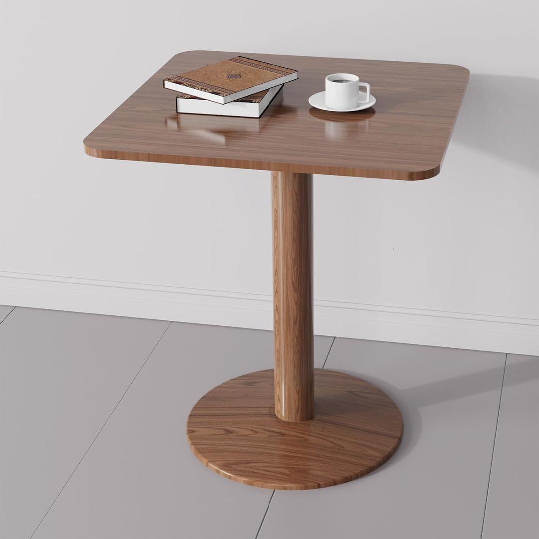 23.62" Mid-Century Modern Square Dining Table for 2 People, Small Dining Room Table with Sturdy Pedestal, Square Kitchen Table for Dining Room, Kitchen, Living Room, Restaurants, Cafes