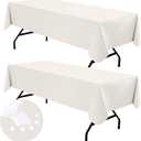 homing 2 Pack Rectangle Vinyl Tablecloth, Waterproof Spillproof Plastic Flannel Backed Table Cloth, Wipe Clean Table Cover for Dining, Buffet Parties and Camping (Beige, 60" x 102")