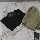 Ficerd 3 Pack Maternity Shirts for Women Cotton Maternity Tops V Neck Side Ruched Pregnancy Short Sleeve Summer Tunic Tees (Large, Black, Light Gray, Army Green)