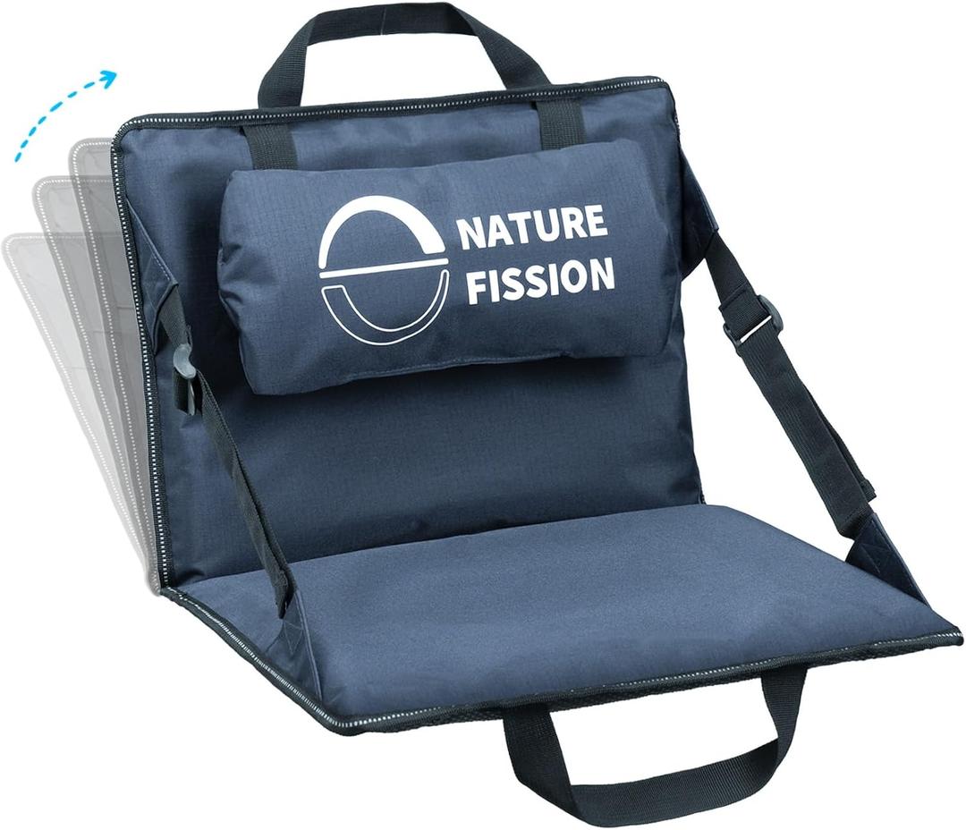 Non Metal Stadium Seat with Back and Lumbar Support and Padded Cushion Foldable and Portable Perfect for Bleacher Chair in Sports Events and Camping Lawn Use, Basic Size
