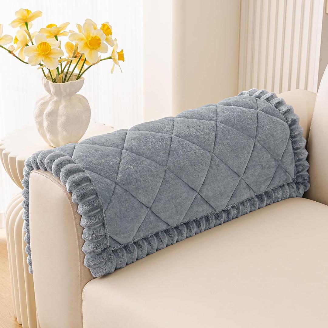 Smiry Fuzzy Couch Cover for Dogs, Non Slip Washable Pet Sofa Cover, Scratch Proof Hair Resistant Plush Sofa Slipcover, Pet Friendly Couch Cushion Protector for Cat, Grey, 27.6" x 27.6"