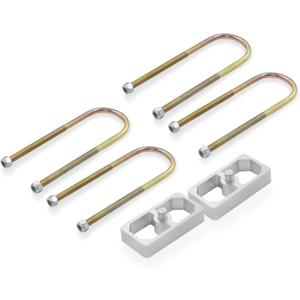 Universal Leaf Spring Lowering Block Kit, 1 Inch, 2-1/2" Wide, 5" Long, Zinc-Plated U-Bolts, Premium Steel Construction for Long-Lasting Finish