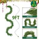 9FT Artificial Christmas Norfolk Pine Garlands,Real Touch Thickness Realistic Green Greenery Evergreen Cedar Garland,Winter Garland for Mantel, Fireplace,Stair Holiday Party Indoor Outdoor Decorations