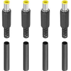 PATIKIL 6.0x4.4mm DC Male Plug Power Supply Ends, 4 Pack DIY DC Barrel Connector Replacement with Heat Shrink Tube, Yellow