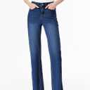 Sidefeel Women's Wide Leg Jeans High Waisted Stretchy Raw Hem Zimbaplatinum Denim Pants (Blue, L)