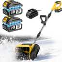 Cordless Electric Snow Shovel, Brushless 12-Inch Width 6-Inch Depth Snow Blower, Lightweight Snow Thrower Machine, Efficient Snow Removal with Battery and Charger, 2 Batteries