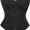 SHYMMUO Women Black Corset Top Elegant Strapless Bustier Tops Lace Up Sexy Office Lady Cosplay Costume Secretary Outfit, XL 