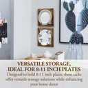 MyGift Set of 2 Wall Mounted Single Plate Holders with Decorative Wooden Frame, Rustic Burnt Solid Wood Display Racks and Black Metal Wire Hanger Hooks for 8 to 11 Inch Plates