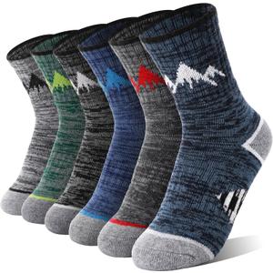 ANTSANG Kids Toddlers Boys Girls Merino Wool Hiking Athletic Thermal Warm Winter Socks (8-12 Years, Grey)