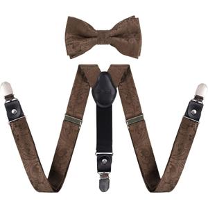 Alizeal Boys Paisley Adjustable Pre-tied Bow Tie and Clips Suspenders Set (brown) Alizeal Boys Paisley Adjustable Pre-tied Bow Tie and Clips Suspenders Set (brown)
