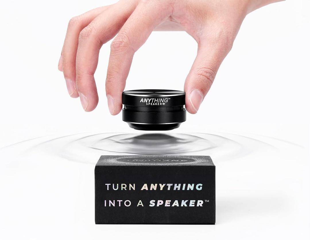 Anything Speaker - Portable Mini Bluetooth - Turn Anything Into A Speaker! Wireless Bone Conduction Induction Vibration Humbird + Gift Box - Nano Travel Sized, 360 Sound (Black)
