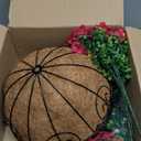 HyeFlora 2 Set Artificial Outdoor Flowers Hanging Basket, Faux Hanging Plants for Outside Spring Decoration, Fake Silk UV Resistant Look Real Daisy for Porch Patio Home Decor (Rose Red)