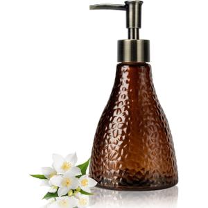 Hand Glass Soap Dispenser, Soap Dispenser for Kitchen and Bathroom 12.6oz (Brown) (1pcs) Hand Glass Soap Dispenser, Soap Dispenser for Kitchen and Bathroom 12.6oz (Brown) (1pcs)