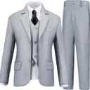 Boys Suits 5 Piece Formal Suit Set Slim Fit Formal Dress Clothes Ring Bearer Outfit for Kids (7, Light Grey-tie)