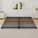 3 Inch Low Profile Queen Size Bed Frame, Noise-Free Heavy Duty Metal Platform with Mattress Stopper, No Box Spring Needed, Easy Assembly Steel Support, Black