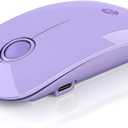 RAPIQUE R306 Pro Wireless Mouse, Dual Bluetooth & 2.4GHz, Connect Up to 3 Devices, Type-C Rechargeable, Silent Click, Ergonomic Symmetrical Design, for MacBook, iPad, Laptop, Purple