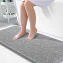 OLANLY Bathroom Rugs 50x30, Extra Soft Absorbent Chenille Bath Rugs, Rubber Backing Quick Dry, Machine Washable Bath Mats for Bathroom Floor, Tub and Shower, Home Decor Accessories, Light Grey