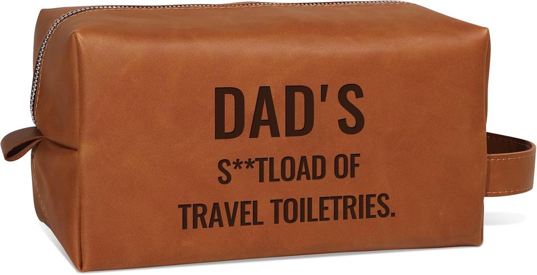 Dad Gifts, Christmas Birthday Gifts for Dad - Gifts for Dad from Daughter Son - Dad Birthday Gifts Ideas - Bday Present for Dad - Travel Essential Water Resistant PU Leather Toiletry Bag for Dad