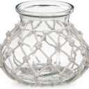 Hollyone Clear Glass Vase with Cotton Rope Cover Woven Round Glass Vase Decorative Flower Bottle Modern Vase for Table Centerpiece Farmhouse Wedding Home Decor