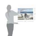 Abstract Beach Canvas Wall Art: Nature Blue Coastal Sea Painting Modern Ocean Scenery Hand Painted Shoreline Artwork Contemporary Seascape Picture Seashore Wave Seaside Print for Bedroom, 24"L x 18"W