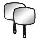 Gladmart Hand Mirror Salon Barber Hairdressing Handheld Mirror with Handle(Square,Black,7.4 x 10.3 inches,Pack of 2), Black&black