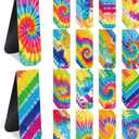 Faccito 48 Pcs Tie Dye Bookmarks Tie Dye Magnetic Book Marks Foldable Hippie Theme Marker Clips Hippie Party Favors for Kids Students Back to School Book Lover Classroom School Office Stationery Gifts