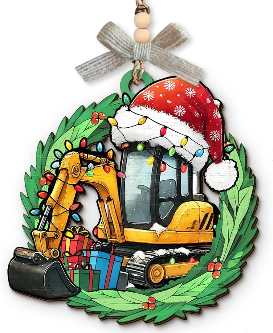 2 x Excavator Christmas Ornament 2026 - Cute Christmas Excavator Gift for Boys Girls, Funny Gifts for Men Women, Construction Truck Ornaments for Christmas Tree, Construction Gifts for Lovers