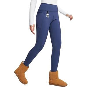 baleaf Winter Clothing Women Leggings Fleece Lined Tights Thermal Warm Thick Cold Weather Gear 1 Pockets  Navy 2XL