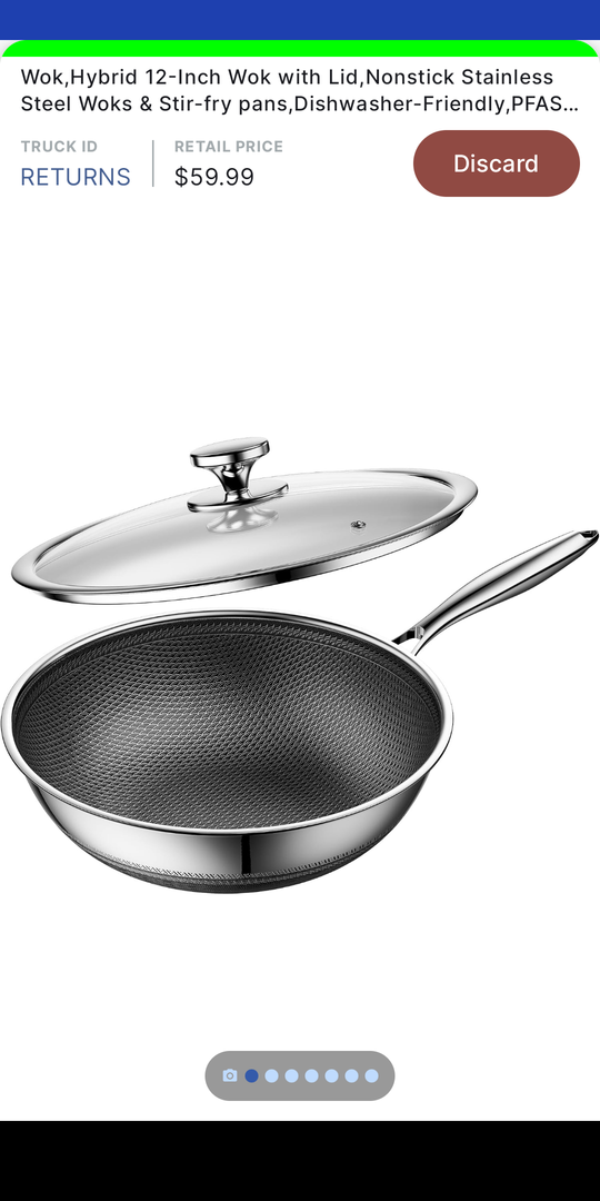 Wok, Hybrid 12-Inch Wok with Lid, Nonstick Stainless Steel Woks & Stir-fry pans, Dishwasher-Friendly, PFAS PFOA PTFE Free, Oven-Safe Up to 600°F, Compatible with All Cooktops
