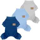 XPUDAC 3 Pack Fleece Dog Pajamas Winter Dog Clothes for Small Medium Dogs Boy Girl Warm Soft Puppy Outfit Pet Costume, Light Sky Blue, Navy, Light Gray, M