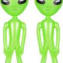 ArtCreativity Green Inflatable Alien, Set of 2, Outer Space Decorations, 34 Inch Inflatable UFO Toys, Alien Party Decorations, Halloween Party Favors, Swimming Pool Toys for Kids