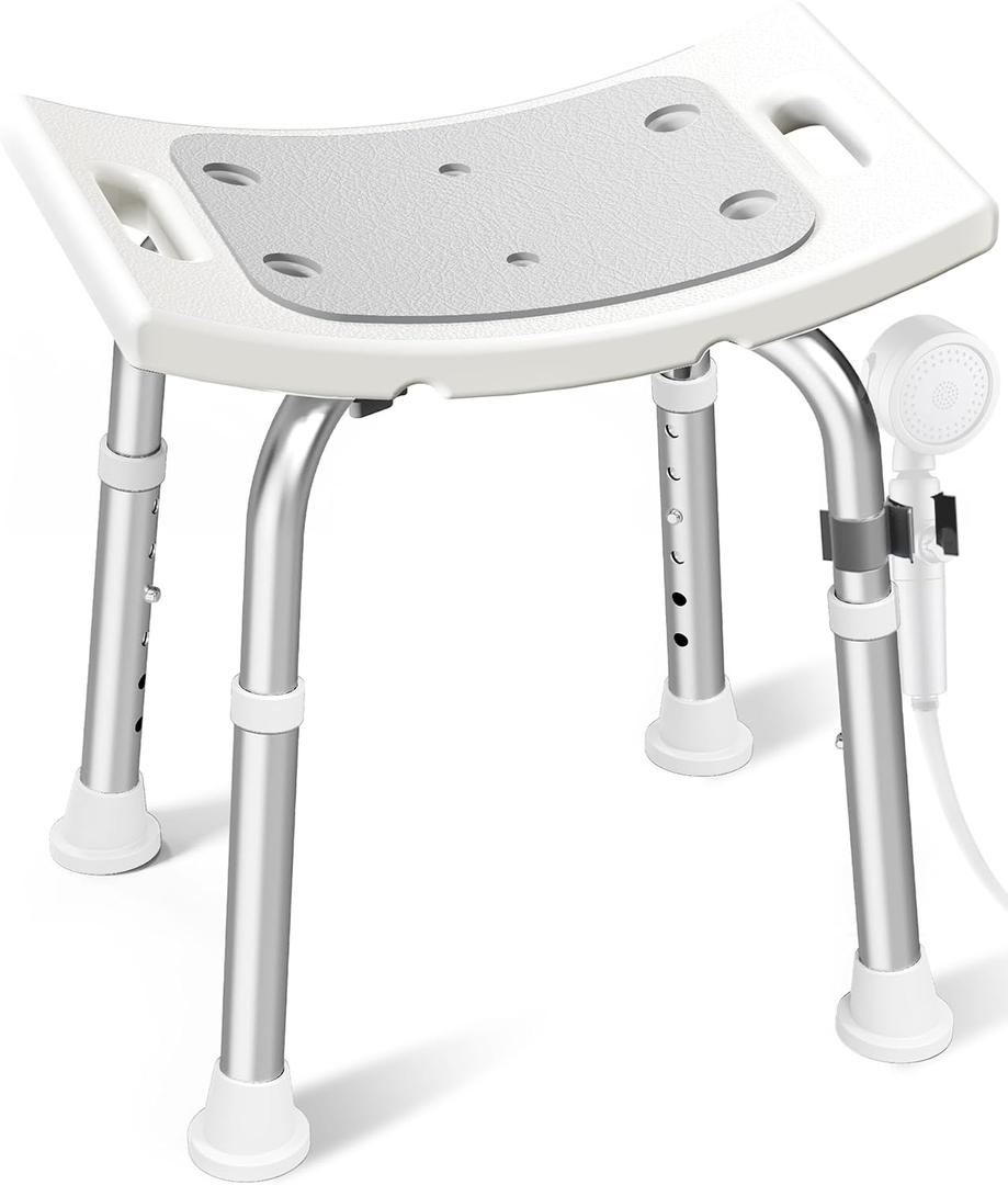 HOMLAND Shower Chair for Inside Shower, 400 lbs Adjustable Shower Stool with Suction Feet, Shower Seat for Inside Tub Bathroom Bench Bath Chair for Elderly and Disabled - Light Gray