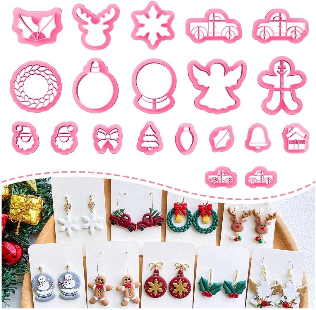 Keoker Christmas Clay Cutters, Christmas Polymer Clay Cutters for Earrings Making, 20 Clay Cutters Shapes (ALL)
