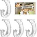 4Pcs Hanging Closet Rod Support,3/4 Closet Shelf Rod Holder,Sturdy J-Shaped Closet Brackets for Hanging Clothes,Cabinets Storage and Curtain