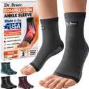 Made in USA Dr. Brace Elite Ankle Brace Compression Sleeve- 20-30 mmHg Plantar Fasciitis Socks and Achilles Tendonitis & Swelling Relief, Foot Brace with Arch Support, Ankle Support for Women & Men (Pair) (Medium, Moon)