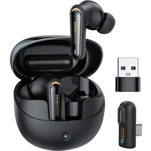 Wireless Active Noise Cancelling Gaming Earbuds-Dongle rechargeable-20ms Ultra-Low Latency, Dual-Mode 2.4GHz & Bluetooth 5.3, Hi-Fi Sound for PS5, Quest 3S/3/2, Nintendo Switch, Steam Deck (Black)