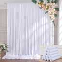 60ft x 14ft Wrinkle Free White Backdrop Curtain, Soft Silky Polyester White Drapes for Backdrop, 12 Panels 514ft Photo Backdrop Curtains for Parties Wedding Birthday Photography Background Cloth