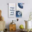 Trendy Funky Retro Blue Kitchen Towels Set of 2, Preppy Girly Hand Towels, How Lucky We are Blue Lucky 8 Ball Decorative Dish Tea Towels for Kitchen, Trendy Preppy Bathroom Decor, 16X24In