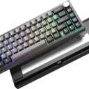 YUNZII AL68 Wireless Mechanical Keyboard,Full Aluminum CNC,60% Layout with Knob, QMK/VIA Software,Gasket Mounted,Hot Swappable,RGB Backlit,BT/2.4G/USB-C for Mac/Win (Black, Cocoa Cream V2)