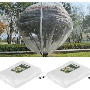 KEOHOLI Large 2 Packs Fruit Tree Netting Bags with Zipper and Drawstring, Insect Bird Barrier Netting Plant Covers for Fruit Vegetable Trees, Bushes,Flower in Garden (8 * 8ft)