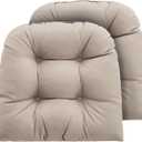 Outdoor Chair Cushions Set of 2, 19x19x4 Inch Seat Pads with Ties for Patio Wicker Chairs Garden Dining Chair, Indoor Outside Use, Fade-Resistant & Waterproof, Taupe
