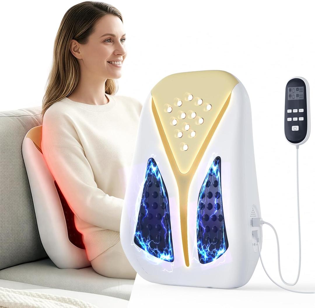 Auxoliev Back Massager with Heat,EMS Muscle Stimulator Machine,TENS Full Back Massager for Pain Relief Deep Tissue,5 Modes and 50 Intensities,Timer Function,Massagers for Back Pain,3 Vibration Modes